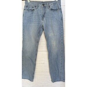 Old Navy Men 32x32 Distressed Straight Built in Tough Light Wash Jeans Denim